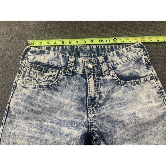 True Religion Straight Mens 100% Cotton Acid Washed Cut Off Shorts Size 30 Blue - Picture 3 of 9